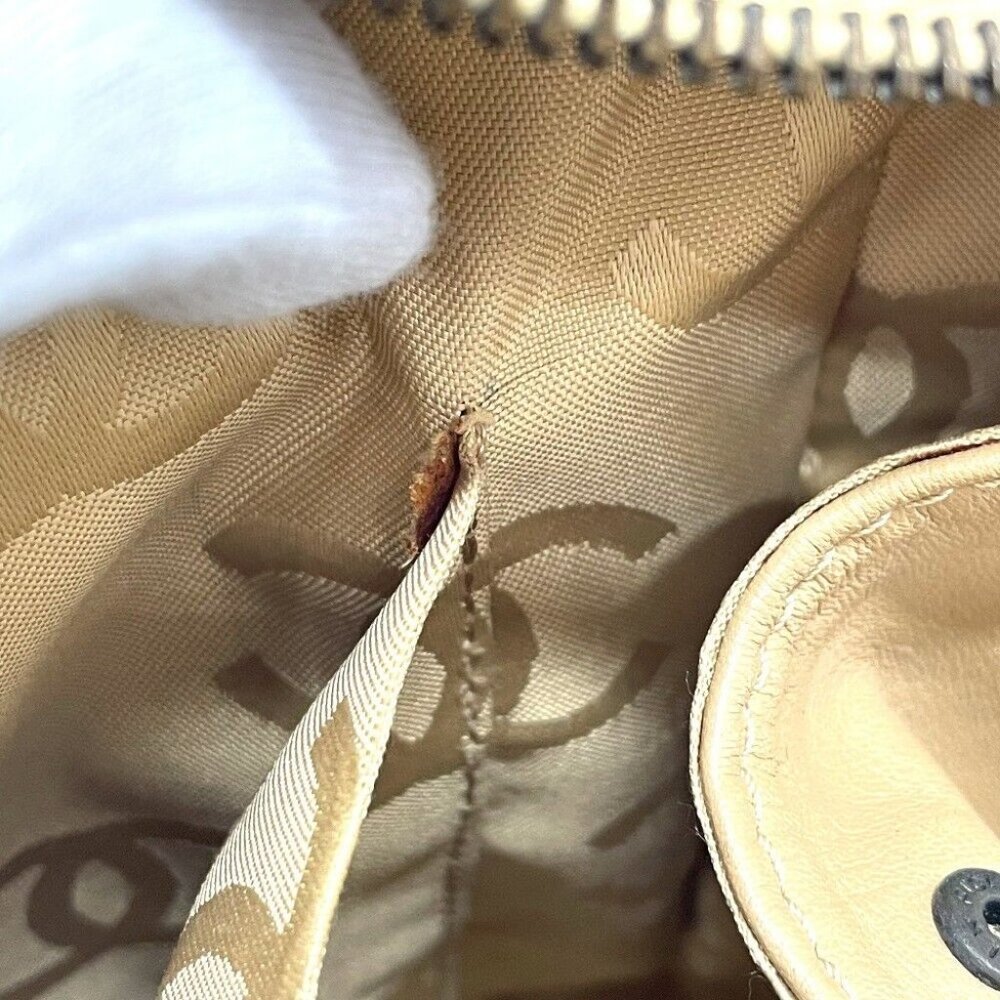 CHANEL CC Wild stitch Vintage Tote Bag Hand Bag Lambskin Leather Beige - Picture 9 of 13